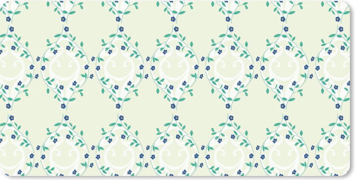 Muismat XXL 90x45 cm - Bureau onderlegger - Bureau mat Groen - Blauw - Bloem - Design - Bureaumat - Gaming mousepad xl - Bureaulegger groot - Computer deskmat
