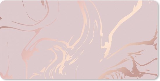 Tapis de souris XXL - Sous-main - Tapis de bureau - Marbre - Or rose - Ligne - 120x60 cm - Tapis de souris XXL