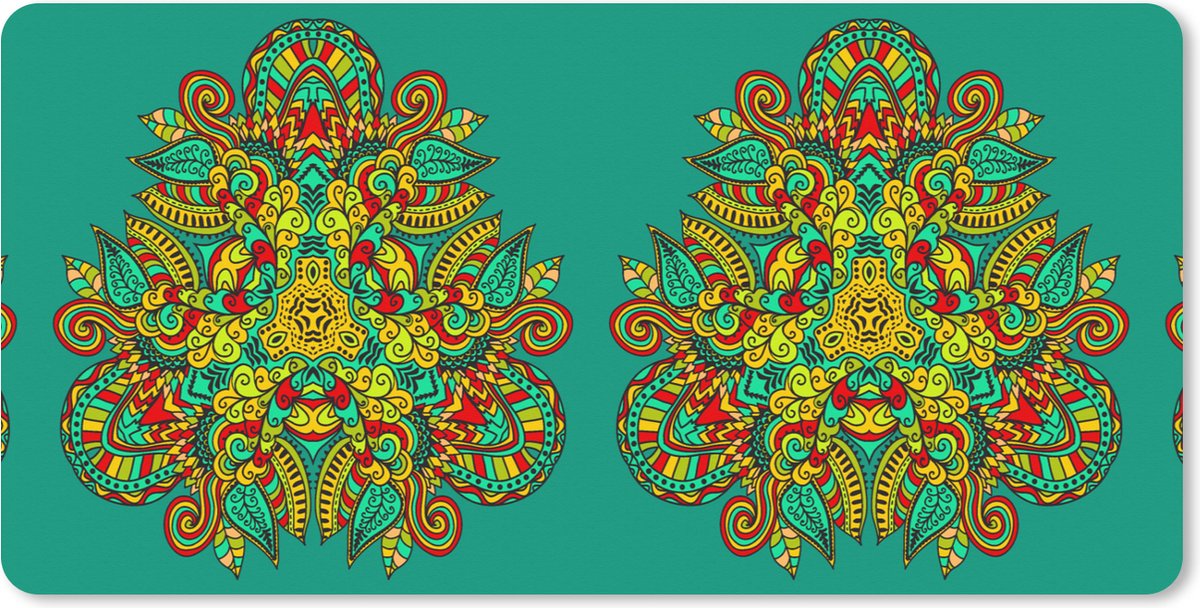 Muismat XXL 120x60 cm - Bureau onderlegger - Bureau mat Patronen - Krullen - Folklore - Bureaumat - Gaming mousepad xl - Bureaulegger groot - Computer deskmat