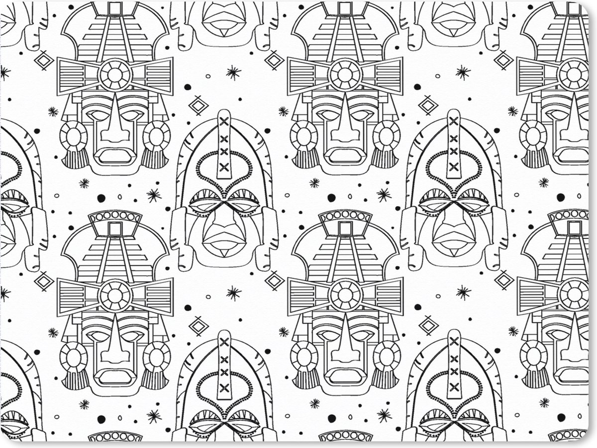 Muismat XXL 80x60 cm - Bureau onderlegger - Bureau mat Inca - Rituelen - Maskers - Patroon - Bureaumat - Gaming mousepad xl - Bureaulegger groot - Computer deskmat