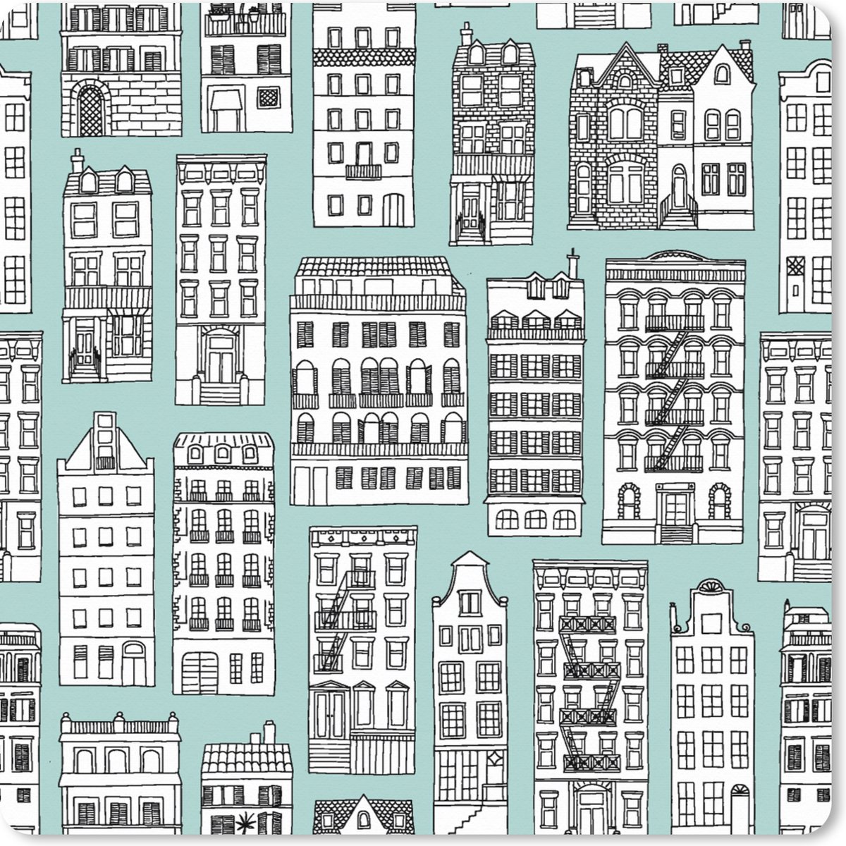 Muismat XXL 40x40 cm - Bureau onderlegger - Bureau mat Patronen - Huizen - Scandinavisch - Bureaumat - Gaming mousepad xl - Bureaulegger groot - Computer deskmat
