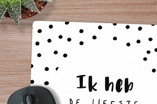 Muismat XXL - Bureau onderlegger - Bureau mat - Spreuken - 'Ik heb de liefste opa en oma' - Quotes - 100x50 cm - XXL muismat