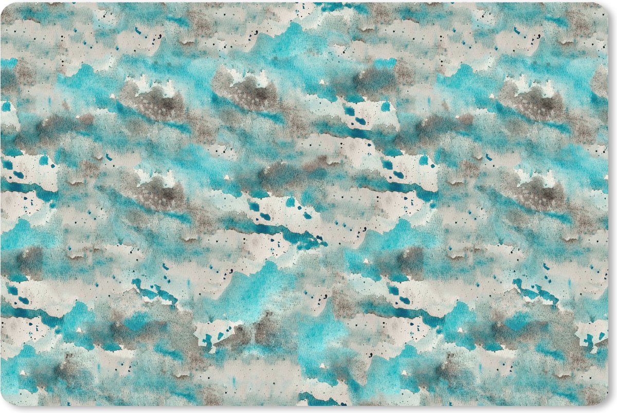 Muismat XXL 120x80 cm - Bureau onderlegger - Bureau mat Patronen - Olieverf - Turquoise - Bureaumat - Gaming mousepad xl - Bureaulegger groot - Computer deskmat