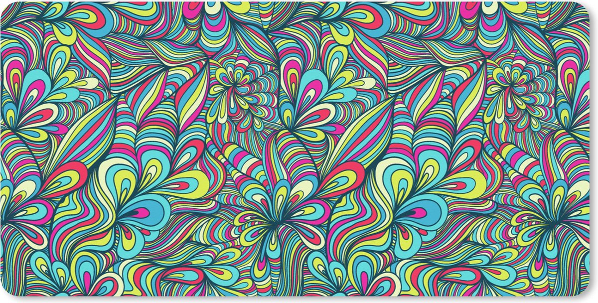 Muismat XXL 100x50 cm - Bureau onderlegger - Bureau mat Fantasy - Design - Kleuren - Retro - Bureaumat - Gaming mousepad xl - Bureaulegger groot - Computer deskmat
