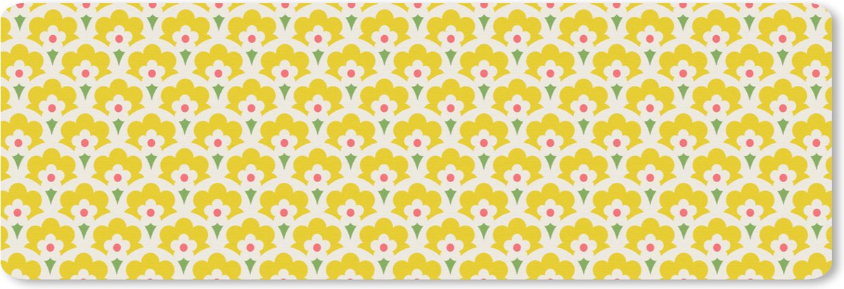 Muismat XXL 90x30 cm - Bureau onderlegger - Bureau mat Design - Retro - Seventies - Geel - Bureaumat - Gaming mousepad xl - Bureaulegger groot - Computer deskmat