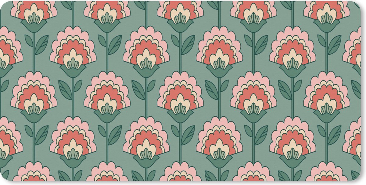 Muismat XXL 100x50 cm - Bureau onderlegger - Bureau mat Bloemen - Retro - Patronen - Bureaumat - Gaming mousepad xl - Bureaulegger groot - Computer deskmat