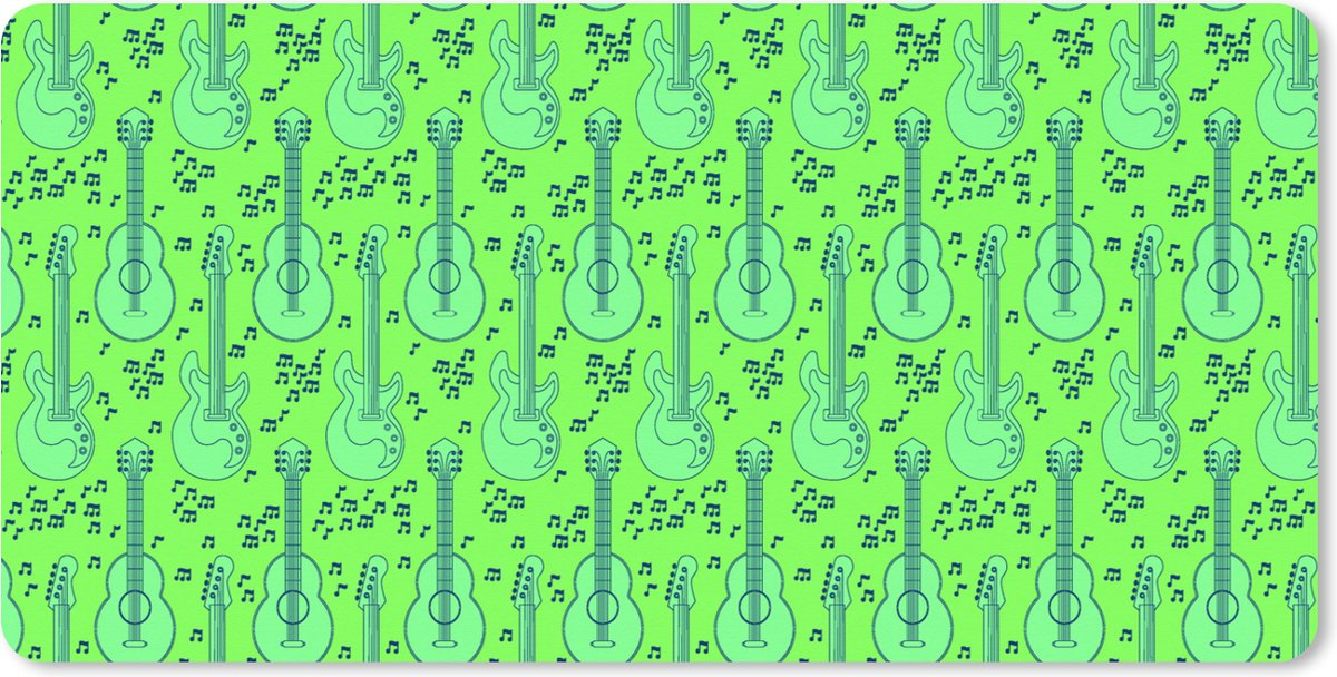 Muismat XXL 120x60 cm - Bureau onderlegger - Bureau mat Gitaar - Patronen - Groen - Bureaumat - Gaming mousepad xl - Bureaulegger groot - Computer deskmat