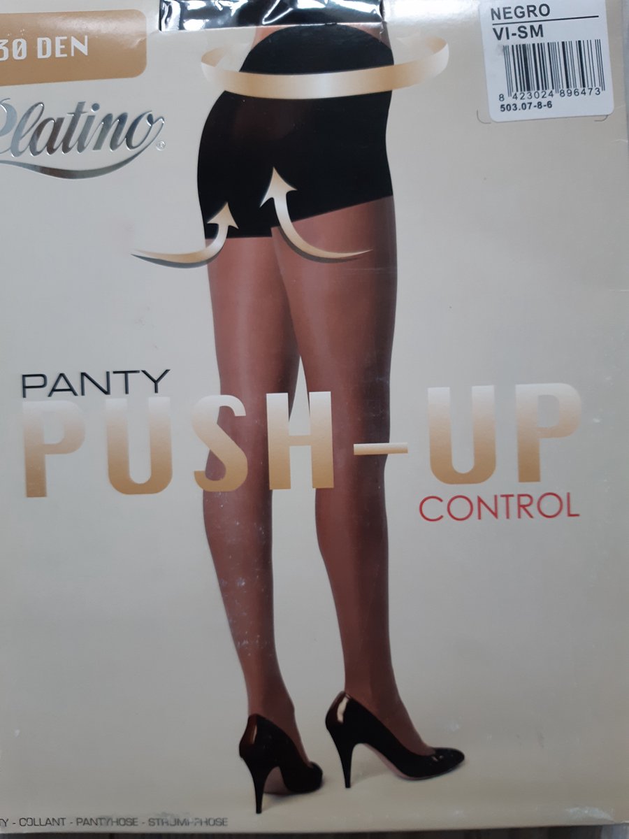 Platino push-up control panty 30 den maat 38/40 zwart