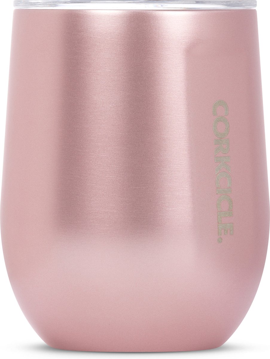 Corkcicle Stemless Cup Thermosbeker voor Wijn/Koffie 355ml 12oz - Rose Metallic Roestvrijstaal - Roze - driewandig