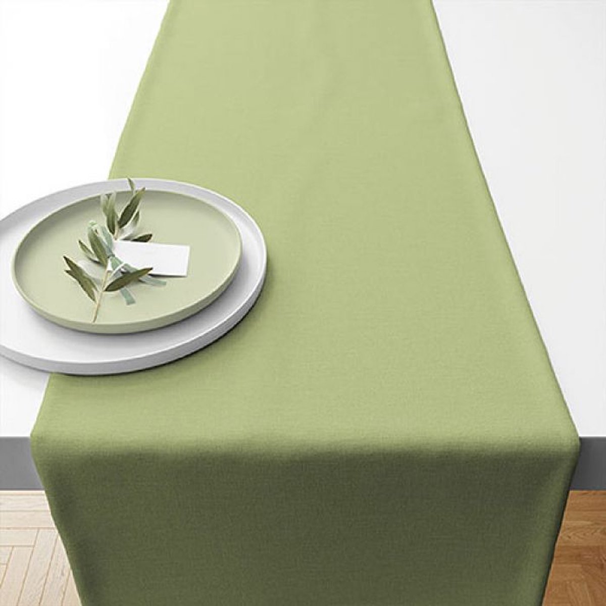 Ambiente - Katoenen tafelloper - Uni - Celadon Green