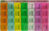 Boite à pharmacie / pilulier colorée 28 compartiments blanc avec les jours de la semaine 17 cm - Boite rangement Médicaments