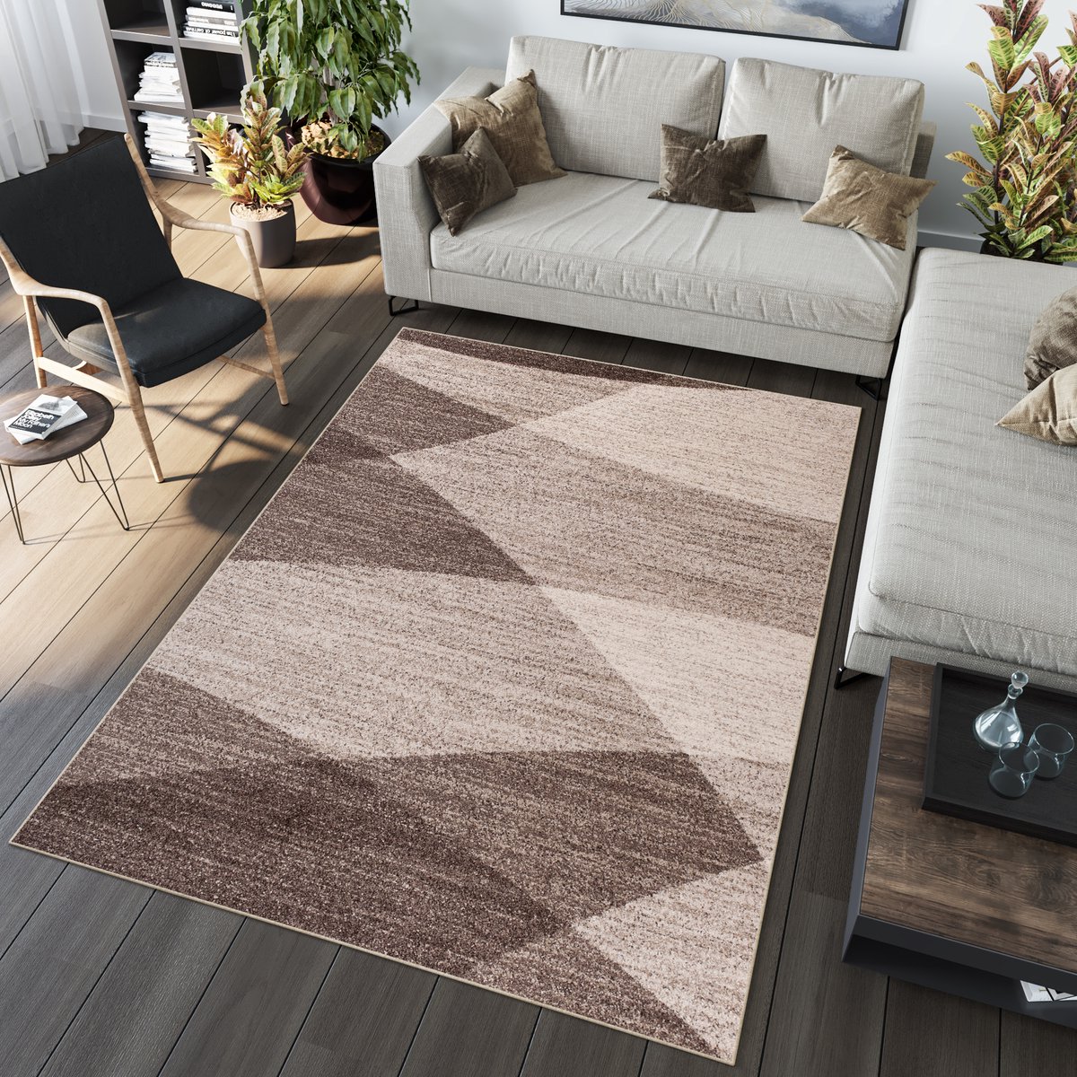 Tapiso Sari Vloerkleed Woonkamer Beige Karpet Tapijt Maat- 140x190