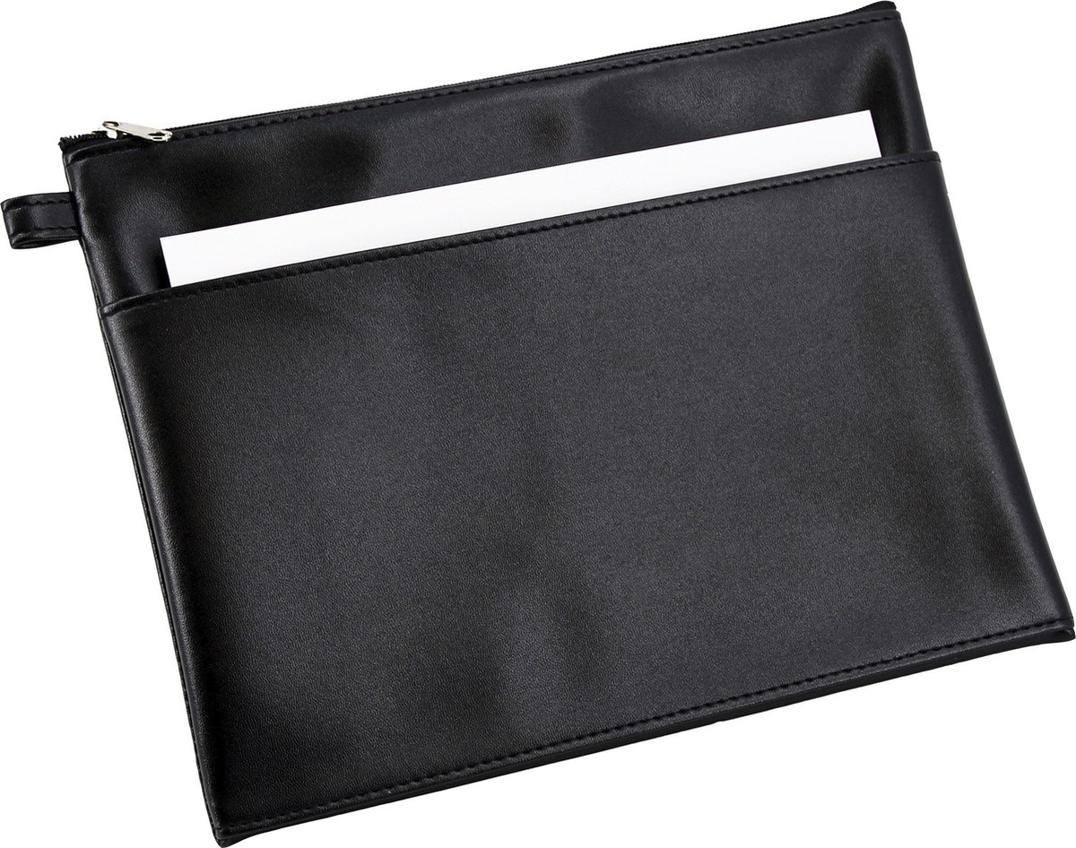 Alassio opbergetui - kunstleer - zwart - formaat 25 x 19 cm - penetui - tekenetui - accessoiretas - JU-42230