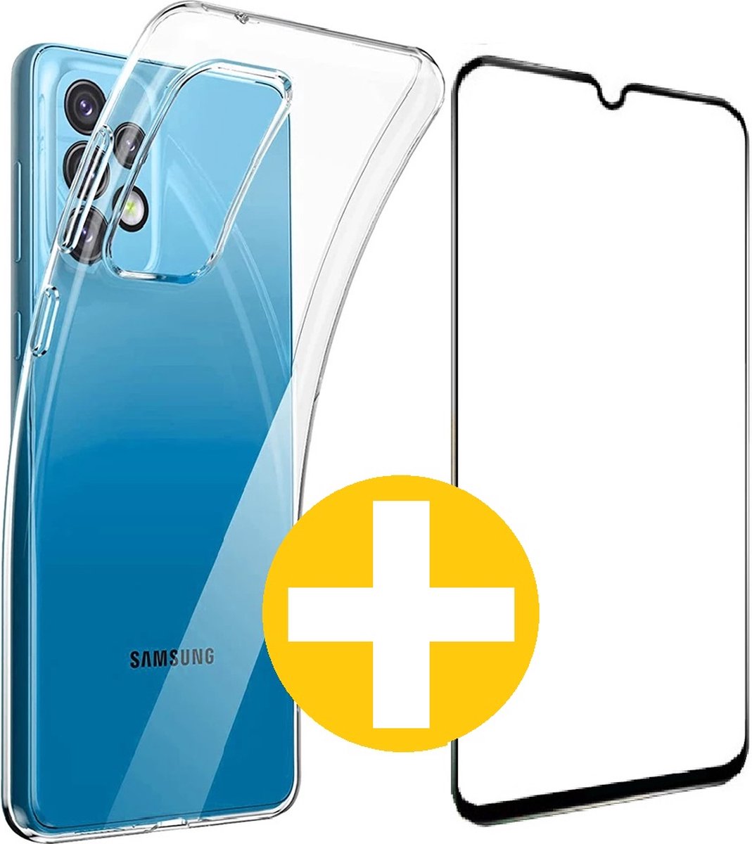 Hoesje en Screenprotector Combi Geschikt Voor Samsung A13 (4G / 5G) - Transparant Hoesje + Premium screenprotector