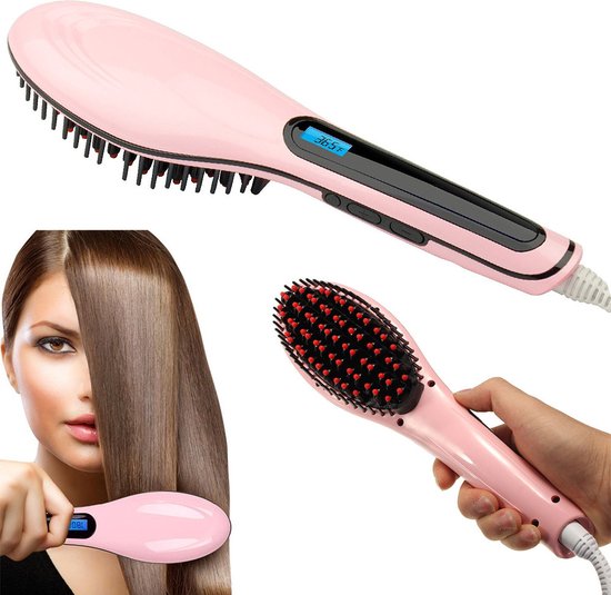 Haar borstel Roze - stijltang - stijlen - stijlborstel - haarborstel + LCD  | bol.com