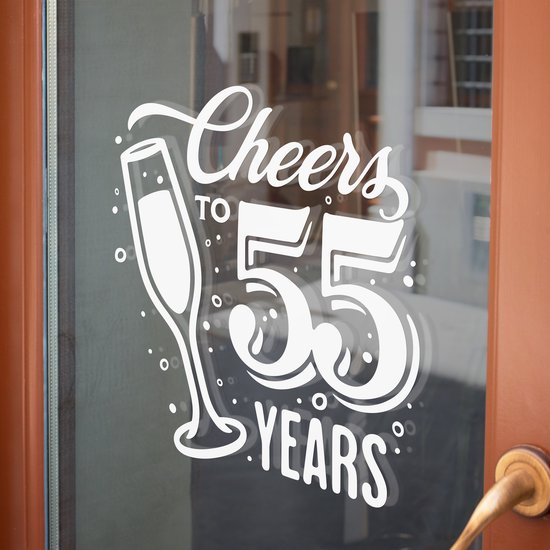 Sticker - Cheers to 55 years - 30x30cm - wit - 1 stuks - stickers ...