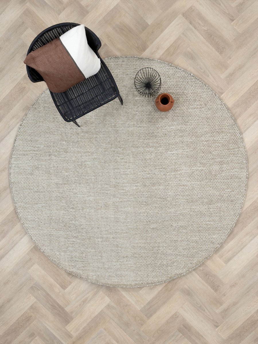 MOMO Rugs Teppe Camel Rond Vloerkleed - 200 cm rond - Rond - Laagpolig, Rond, Structuur Tapijt - Industrieel, Scandinavisch - Beige, Bruin