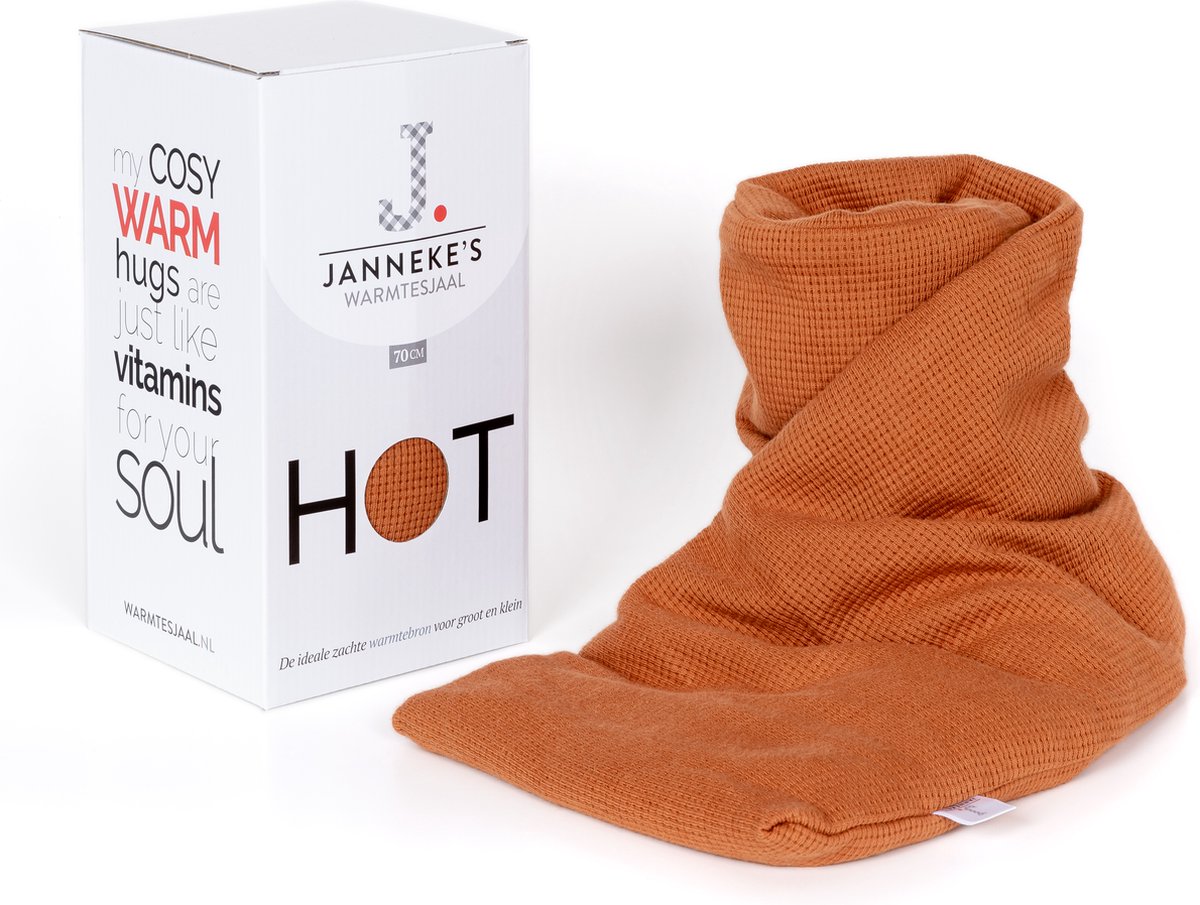 Goedkoopste Janneke’s Warmtesjaal – Lijnzaad Warmtekussen – Zachter dan Kersenpitkussen – Magnetron – Voor Nek & Rug – Made in Holland - kleur cognac
