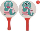 Zeehond beachball set voor kinderen - Strand balletjes - Rackets/batjes en bal - Tennis ballenspel