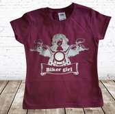 T-shirt Biker Girl aubergine -Fruit of the Loom-146/152-t-shirts meisjes