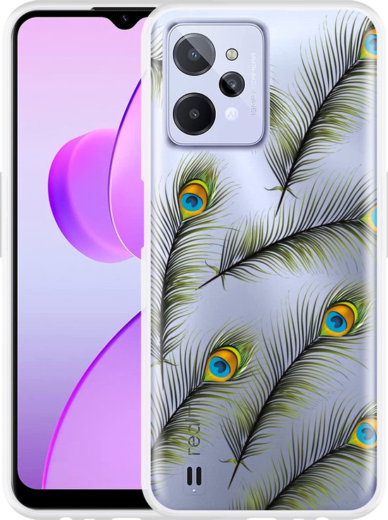 Realme C31 Hoesje Peacock Feathers Designed By Cazy Bol 