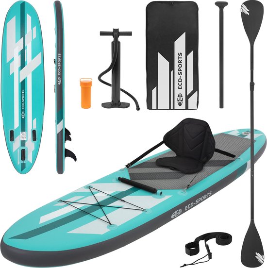 Opblaasbare Stand Up Paddle Board met Kajak Zadel 320x82x15 cm Turquoise  PVC | bol.com