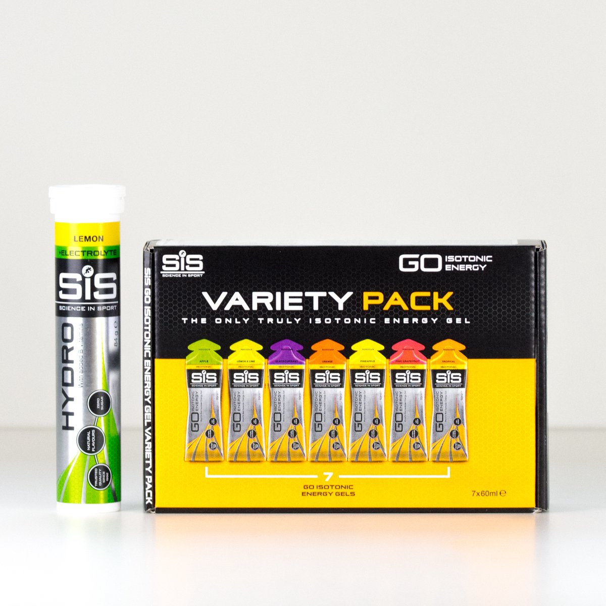Goedkoopste SIS Voordeelpakket Go Hydro Electrolyte Lemon Tablets (20 x 4,5g) 1x GO isotonic Energy gels 7-pack