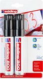Twee zwarte Edding 800 permanente markers met beitelpunt in blisterverpakking.
