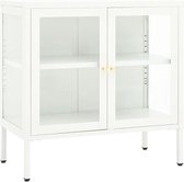 Buffet vidaXL 70 x 35 x 70 cm en acier et verre blanc - Buffets - Buffets - Commodes - Armoires