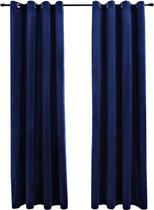 vidaXL - Gordijn - verduisterend - met - ringen - 2 - st - 140x245 - cm - fluweel - blauw