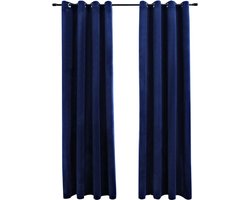 vidaXL - Gordijn - verduisterend - met - ringen - 2 - st - 140x245 - cm - fluweel - blauw