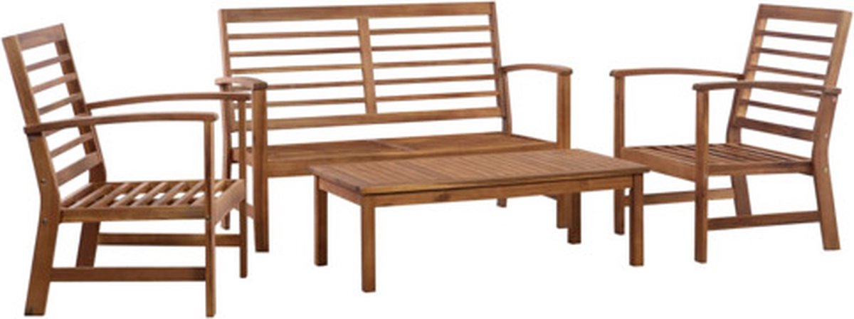 Vidaxl 4-delige Dining Loungeset Massief Acaciahout