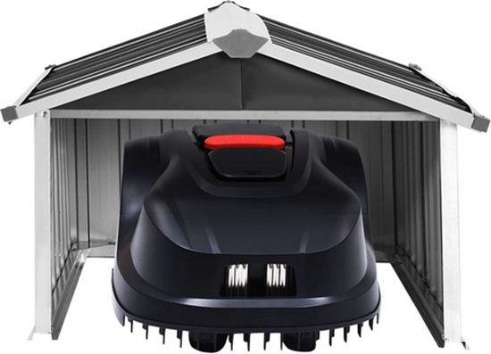 vidaXL - Overkapping - voor - robotmaaier - 92x97x63 - cm - staal - antracietkleurig