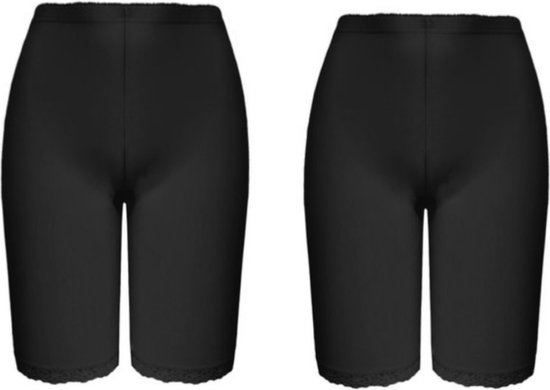 Dames shorts lange pijp met hoge taille 2 pack met kant M