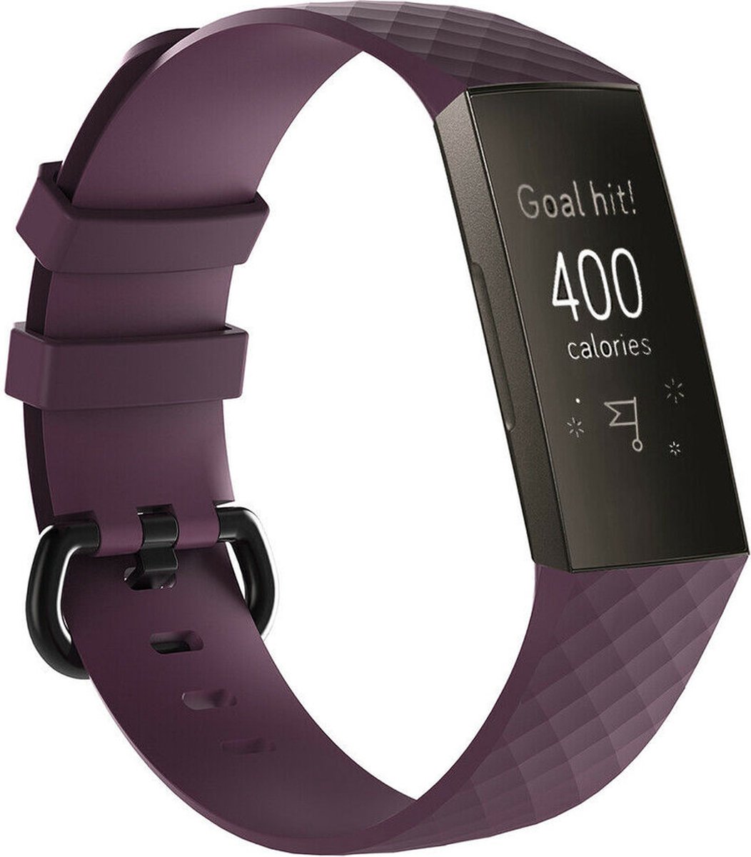 Siliconen bandje - paars, geschikt voor Fitbit Charge 3 & Charge 4 - maat S/M