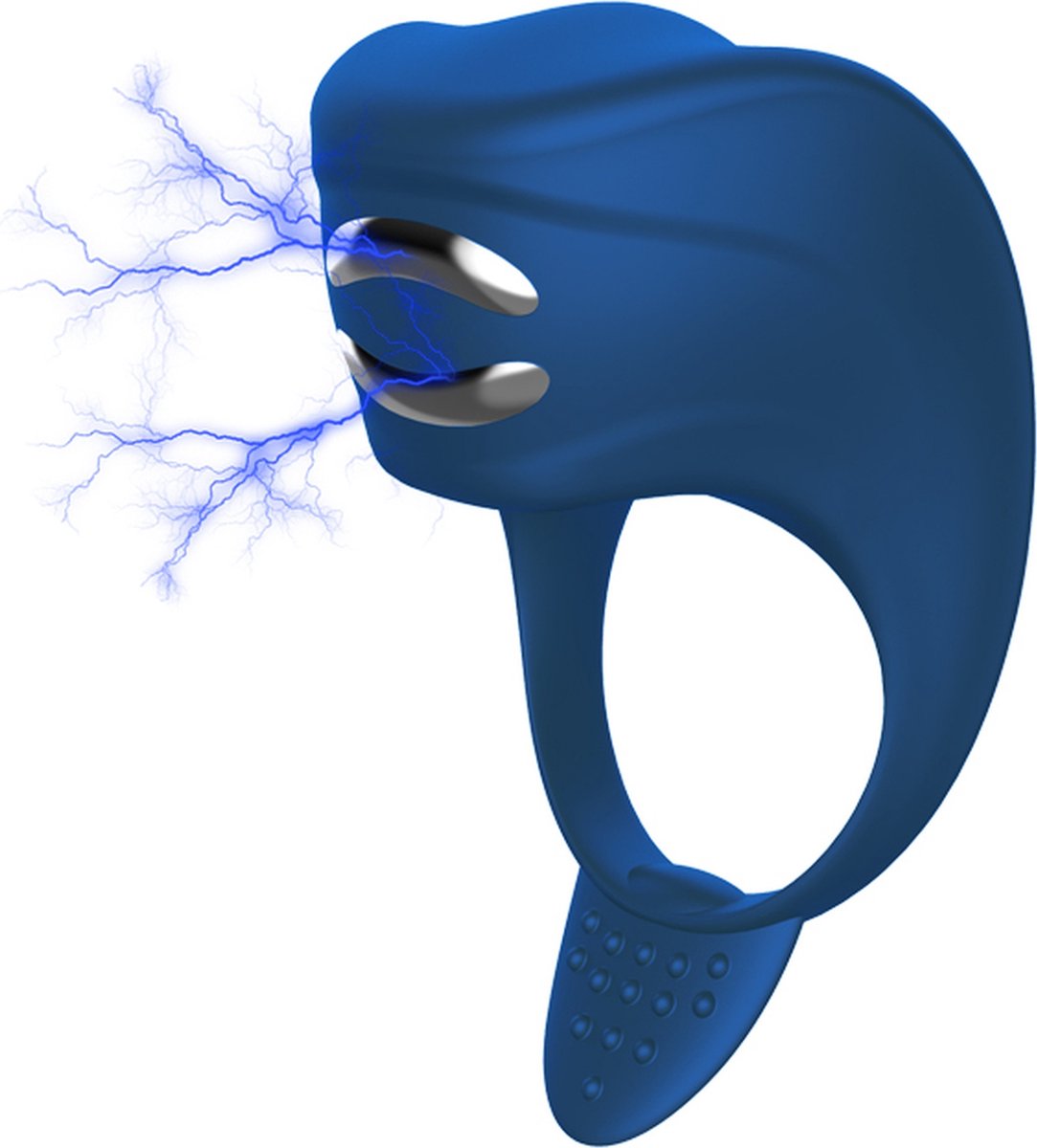 Goedkoopste Vibrator - Silicone Ring Blue USB 7 standen Electro stim / remote control