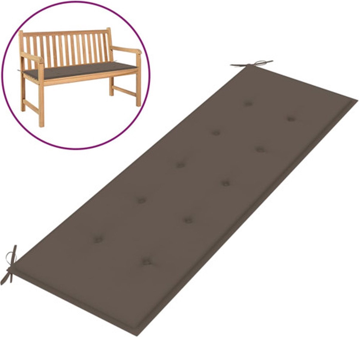 vidaXL - Tuinbankkussen - 150x50x3 - cm - oxford - stof - taupe
