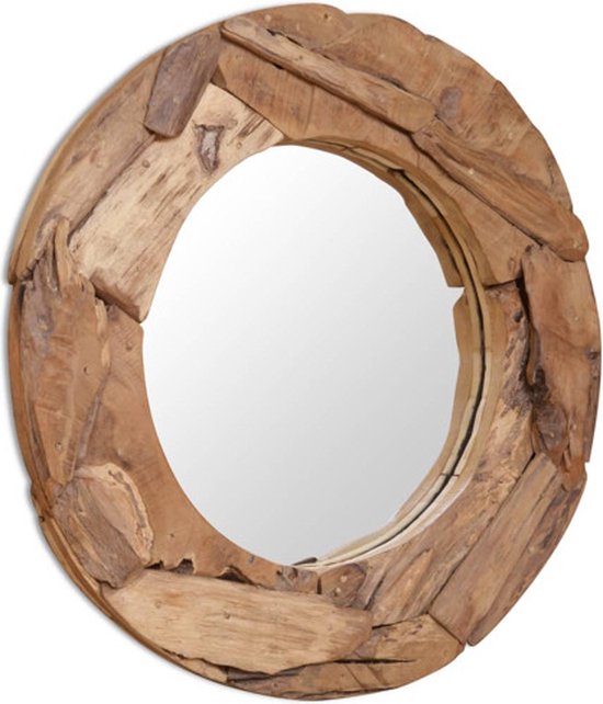 vidaXL Decoratieve spiegel rond 80 cm teakhout | bol.com