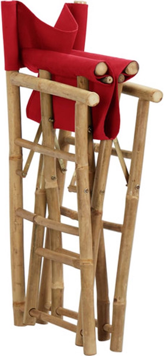 vidaXL - Regisseursstoelen - 2 - st - inklapbaar - rood - bamboe - en - stof van Vidaxl — afbeelding 5