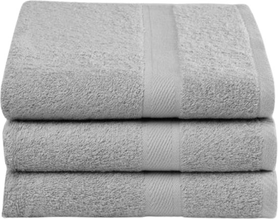 Droomtextiel Luxe Handdoeken - 70x140 cm - Set van 3 - Hotelkwaliteit 450 g/m2 - Pure Katoen - Heerlijk Zacht - Grijs