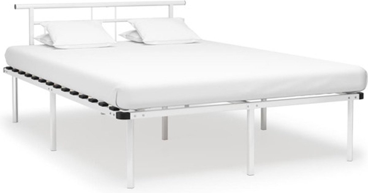 vidaXL - Bedframe - metaal - wit - 140x200 - cm