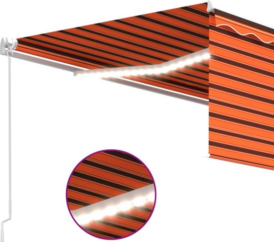 vidaXL Store enrouleur à extension manuelle LED 4,5x3m Orange Marron