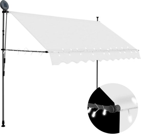 Auvent extensible manuellement avec LED 300 cm crème
