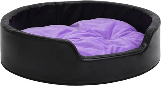 vidaXL Hondenmand 79x70x19 cm pluche en kunstleer zwart en paars
