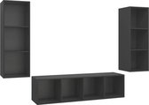 vidaXL - 3-delige - Tv-meubelset - bewerkt - hout - grijs