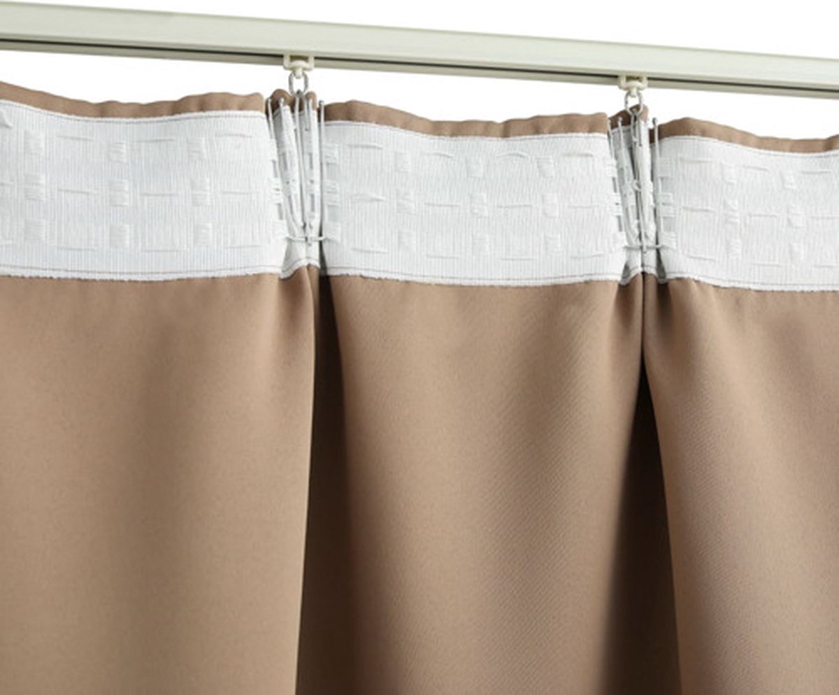 Gordijn verduisterend met metalen ringen 290x245 cm taupe