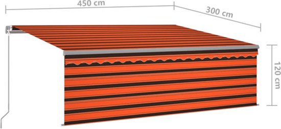 vidaXL Store enrouleur à extension manuelle LED 4,5x3m Orange Marron