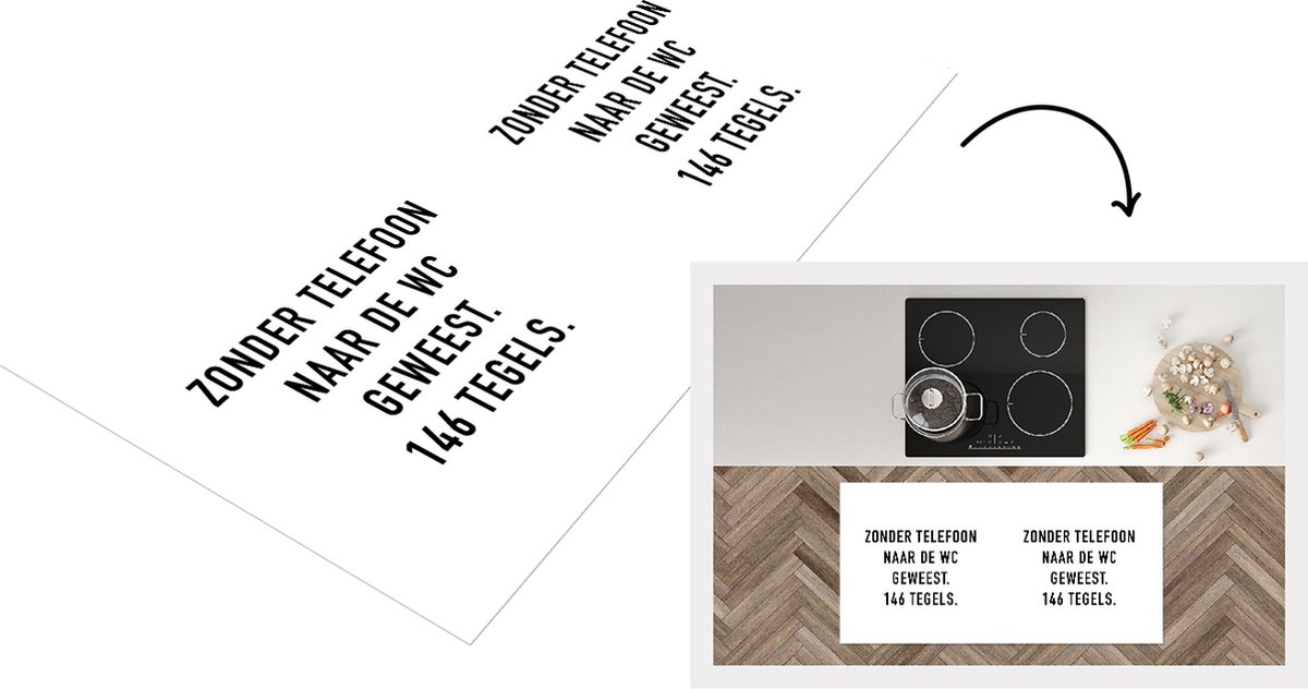 KitchenYeah Keukenloper - Loper keuken - Spreuken - Quotes - Zonder telefoon naar de wc geweest. 146 tegels. - Badkamer - 120x60 cm - Keukenloper vinyl Multicolor