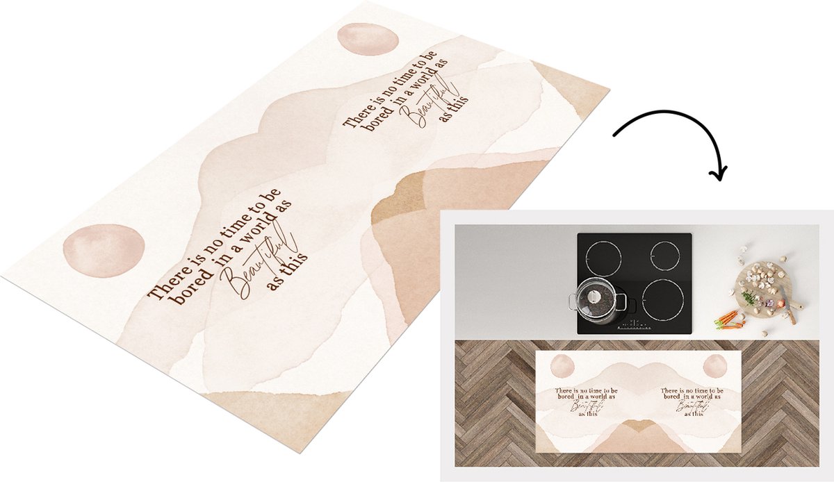 KitchenYeah Keukenloper - Loper keuken - Spreuken - Quotes - There is no time to be bored in a world as beautiful as this - Wereld - 120x60 cm - Keukenloper vinyl Multicolor