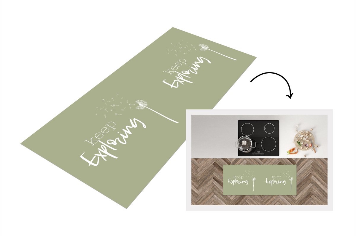 KitchenYeah Keukenloper - Loper keuken - Spreuken - Quotes - Keep exploring - Bloemen - 120x50 cm - Keukenloper vinyl Multicolor